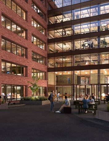 Trondheimsveien-2_Eksteriør_Vinkel-01_Inngangsparti_Kveld_v4_Plyo