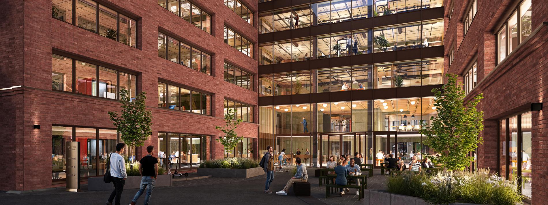 Trondheimsveien-2_Eksteriør_Vinkel-01_Inngangsparti_Kveld_v4_Plyo