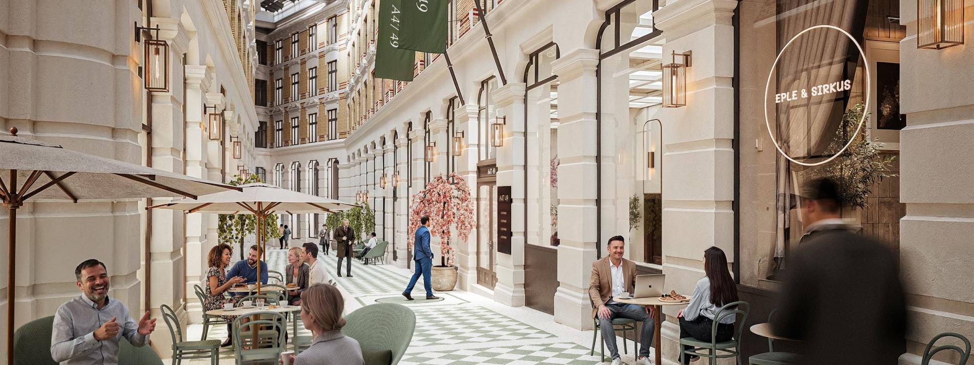 Citypassagen passasje med mann redusert